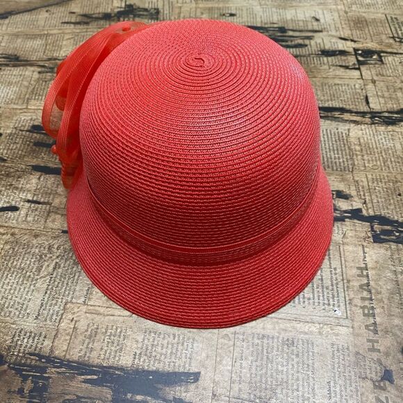 Vintage Red Fancy Small Brim Hat by Fine Millinery Collection - Picture 7 of 8